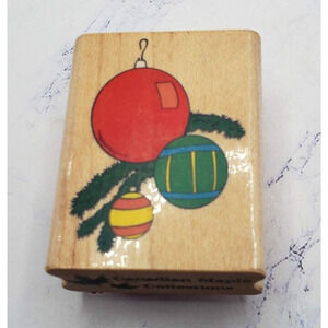 Classic Christmas Ornaments Canadian Maple Collection Wood Mounted Rubber Stamp